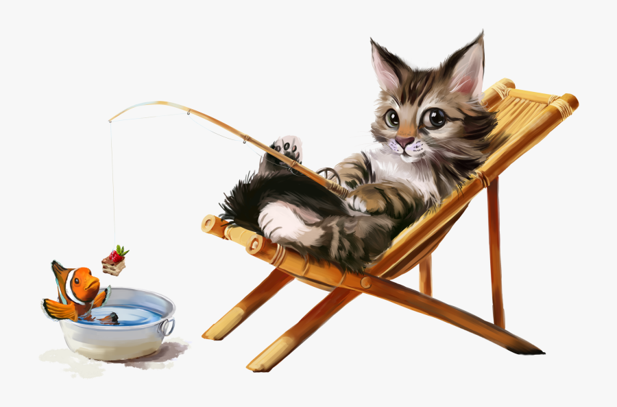 Cat In Lawn Chair, Transparent Clipart