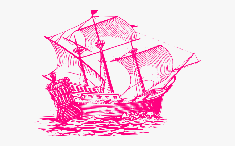Galleon Black And White, Transparent Clipart