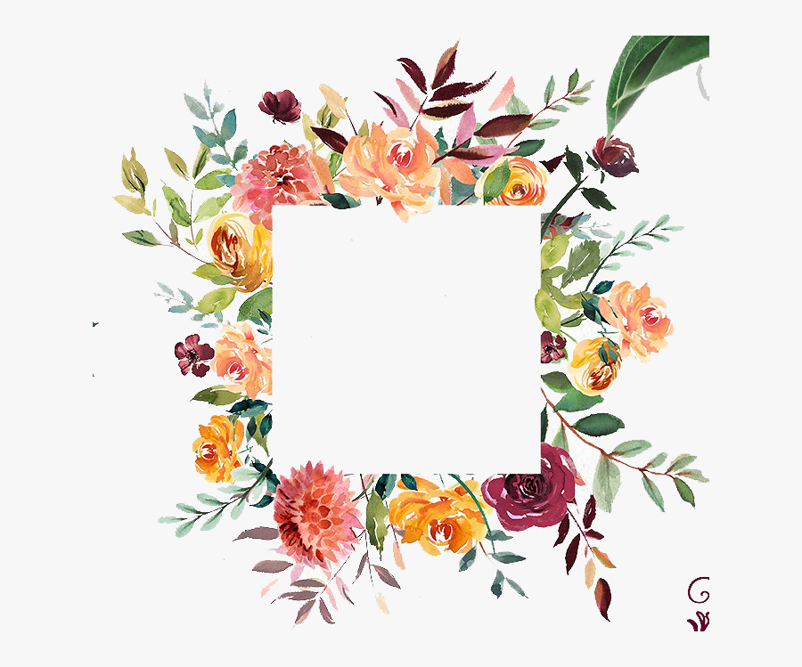Drawn Frame Transparent Hand - Square Floral Frame Png, Transparent Clipart