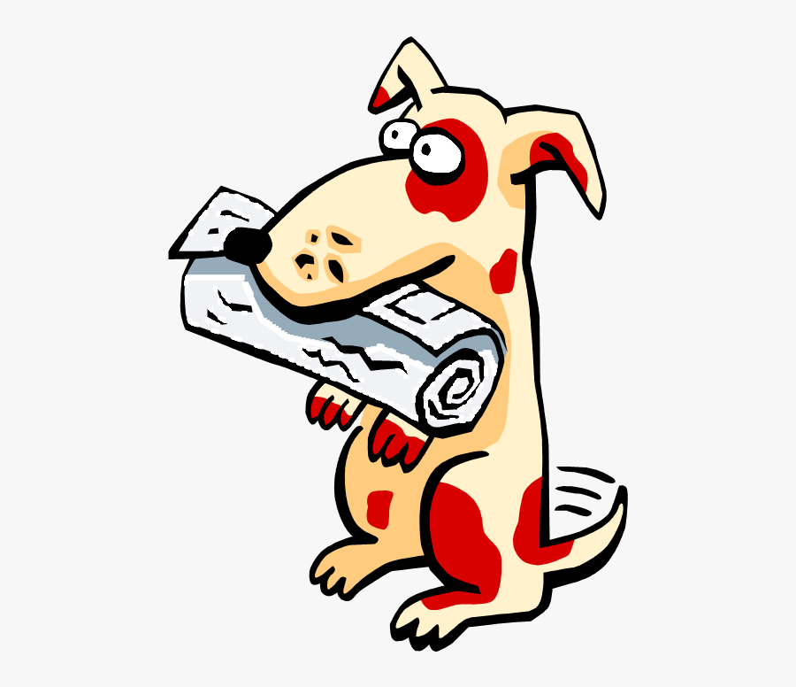 Dog With Newspaper In Mouth - Cartoon Dog With Newspaper, Transparent Clipart