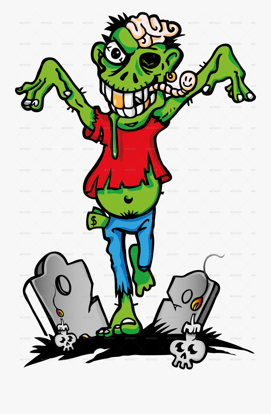 By Doomko Graphicriver Green - Zombie Cartoon, Transparent Clipart