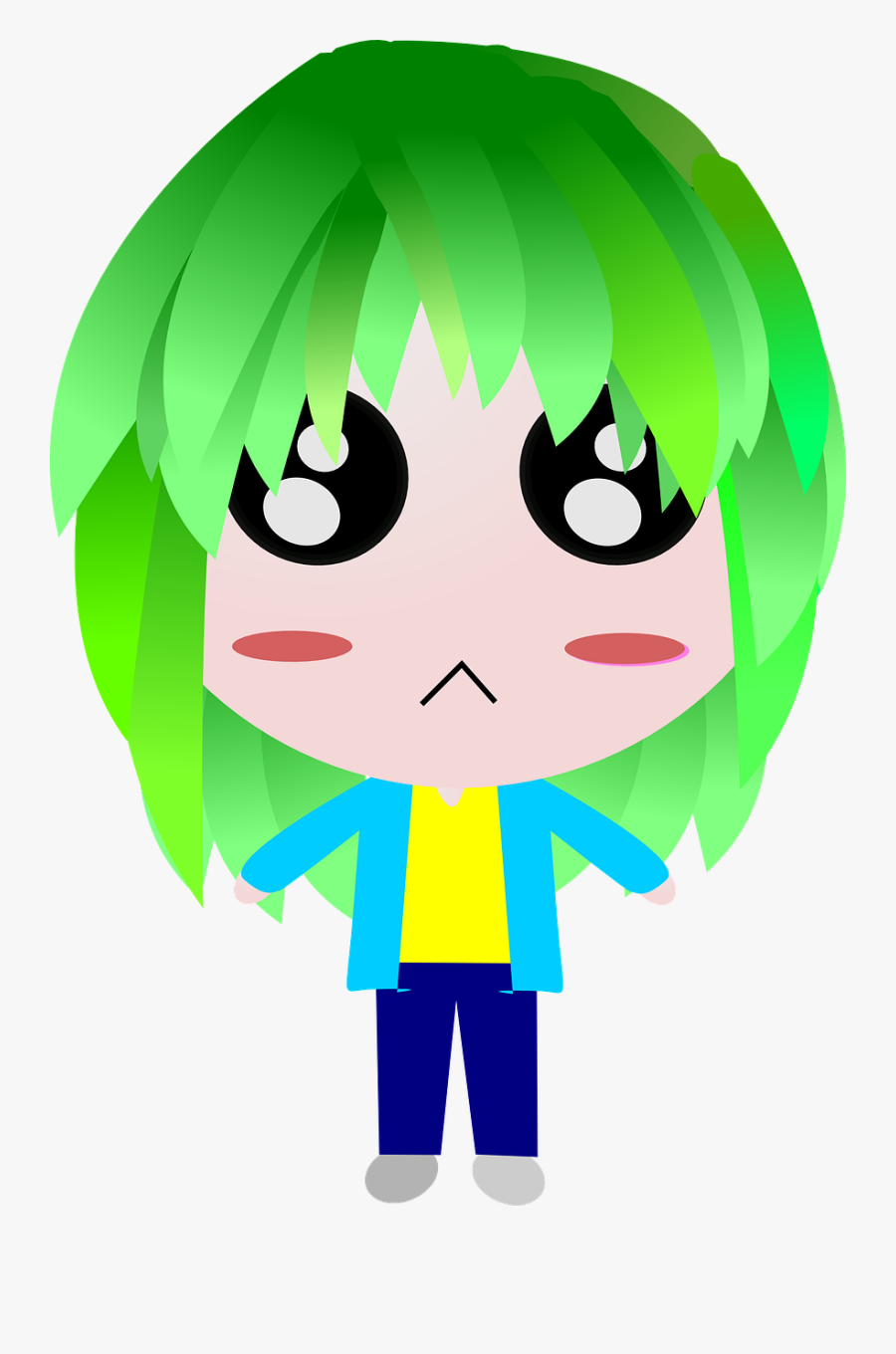 Unhappy Sad Angry Girl Anime Png Image - Dibujos Con Cabeza Grande, Transparent Clipart