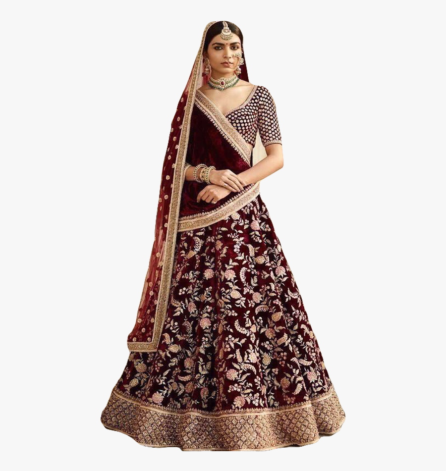 Transparent Lehenga Png - Maroon Color Bridal Lehenga, Transparent Clipart