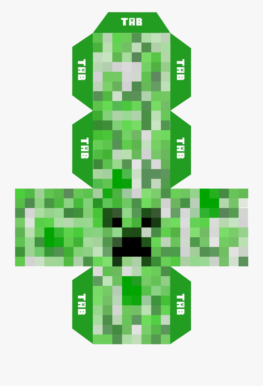 Transparent Minecraft Creeper Clipart - Minecraft Papercraft Creeper Head, Transparent Clipart