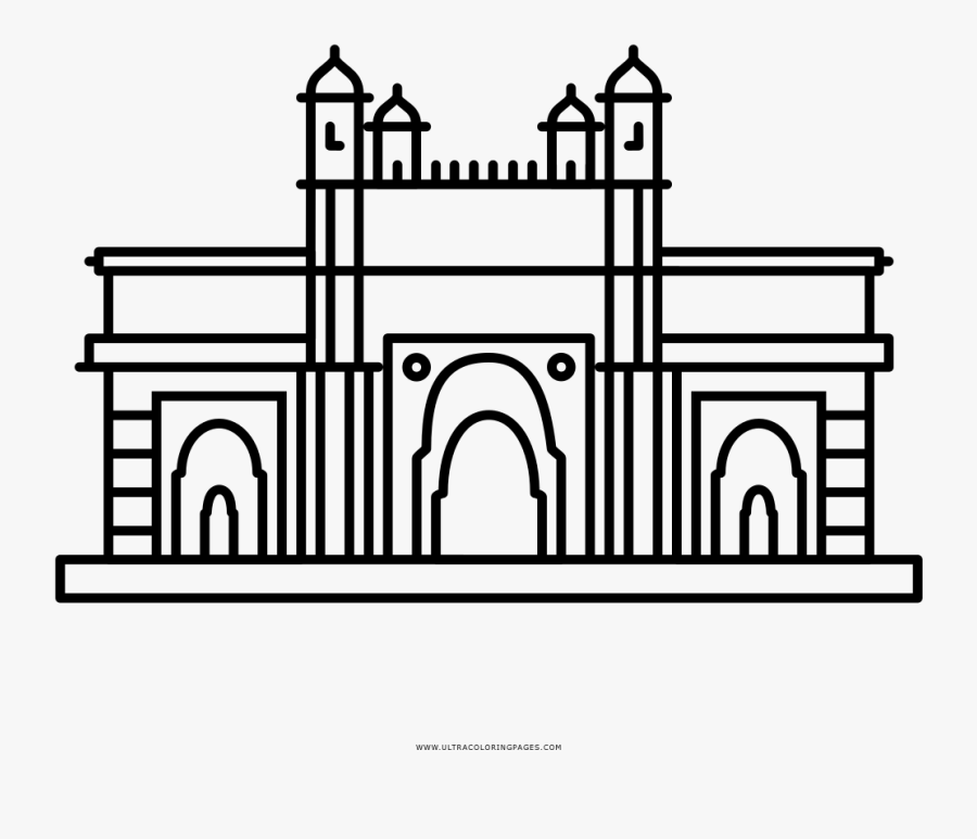 Gateway India Coloring Page - Coloring Page Gateway Of India, Transparent Clipart