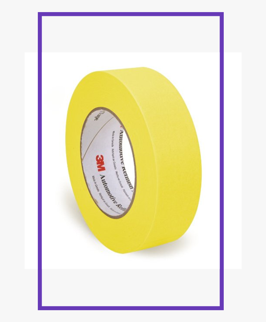 3m 06654 Refinish Masking Tape, 36 Mm X 55 M, Yellow, - Art, Transparent Clipart