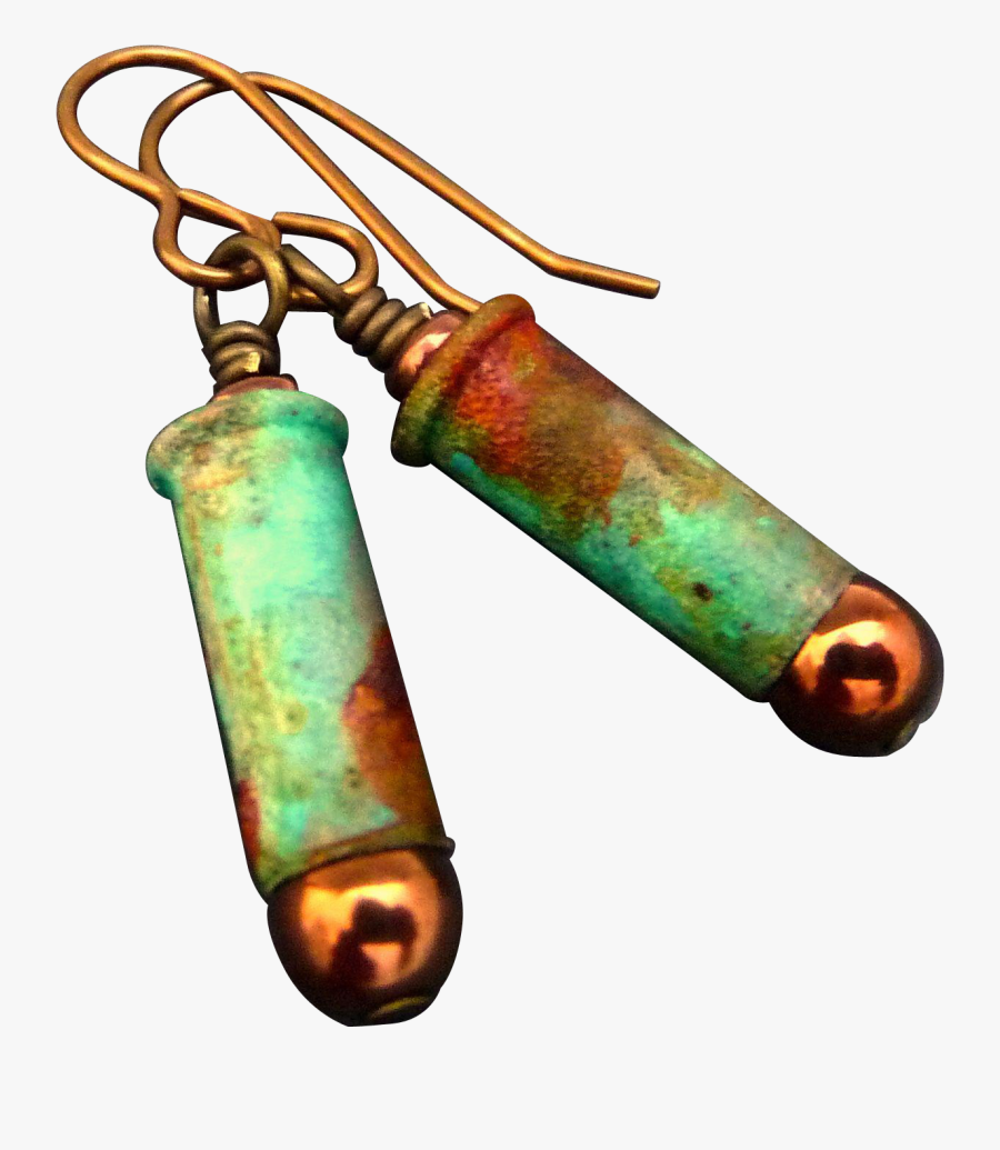 Clip Art Rustic Patina Shell Earrings - Brass, Transparent Clipart