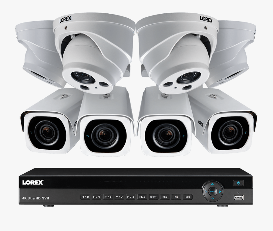 4k Ultra Hd Ip 16 Channel Nvr System, 4 Outdoor 4k - Lorex Security Camera System, Transparent Clipart