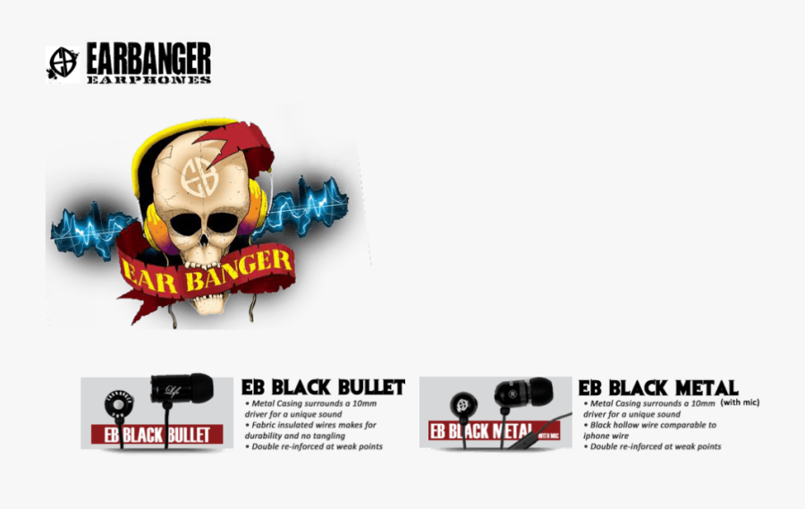 Earbangerearphones Lakeelsinore Ca Header - Skull, Transparent Clipart