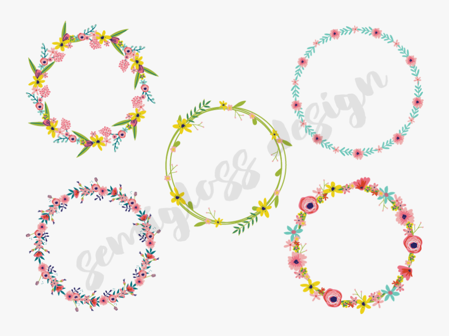 Floral Wreath Clipart With Hand-drawn Flowers Example - Circle, Transparent Clipart