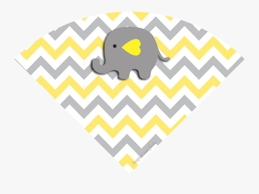 Baby Elephant In Grey And Yellow Chevron Free Printable - Decoracion Baby Shower Elefantes, Transparent Clipart