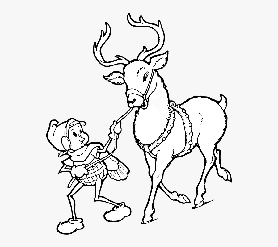 Elf On The Shelf And Reindeer Coloring Page, Transparent Clipart