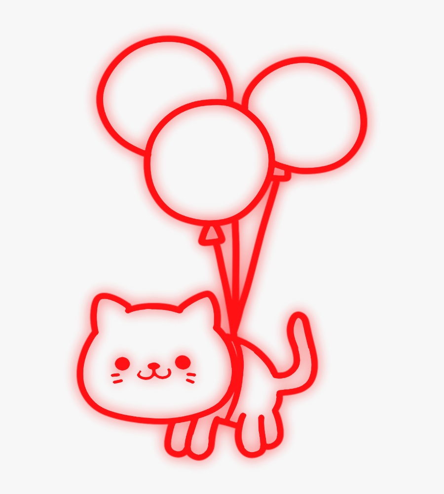#cat #balloons #glow #neon #red #freetoedit #ftestickers - Balloon, Transparent Clipart