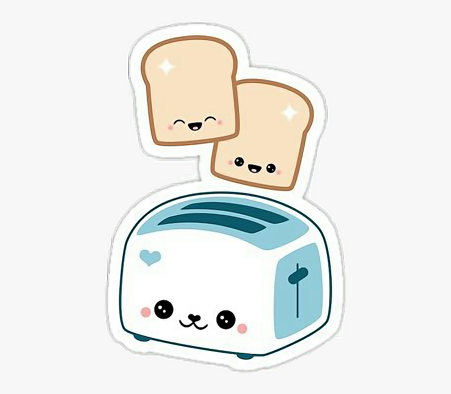 Cute Little Toaster - Kawaii Toast And Toaster, Transparent Clipart