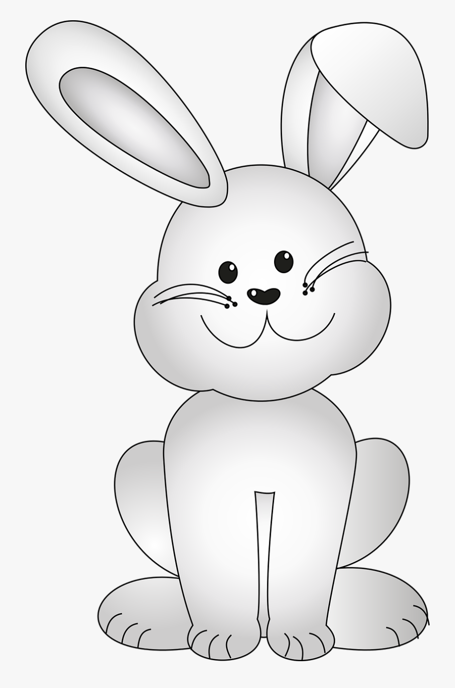 Transparent Easter Bunny Ears Clipart Black And White - White Rabbit Cut Out, Transparent Clipart