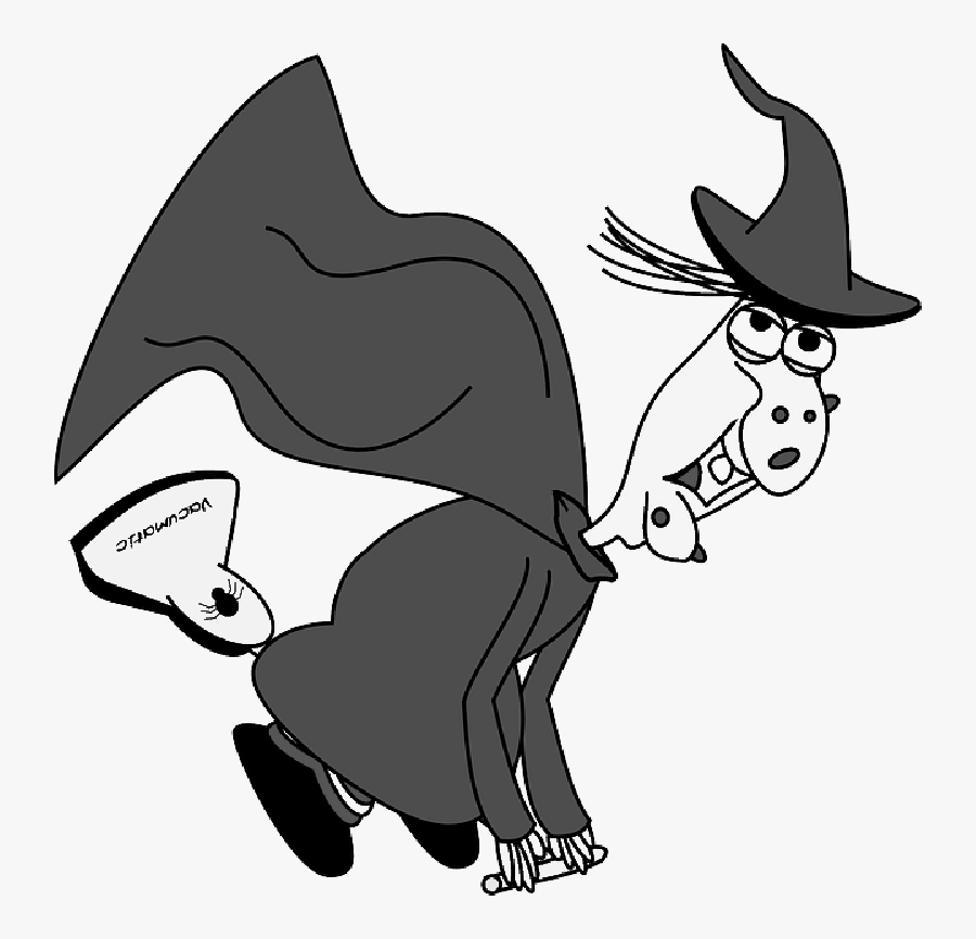 Witch Riding A Vacuum Cleaner, Transparent Clipart