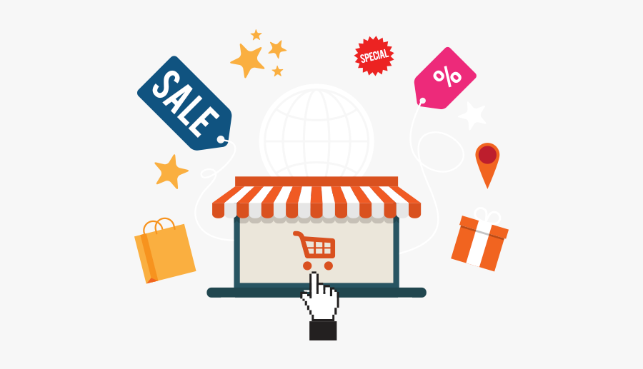 Retail Platform - Store And Online Illustration, Transparent Clipart