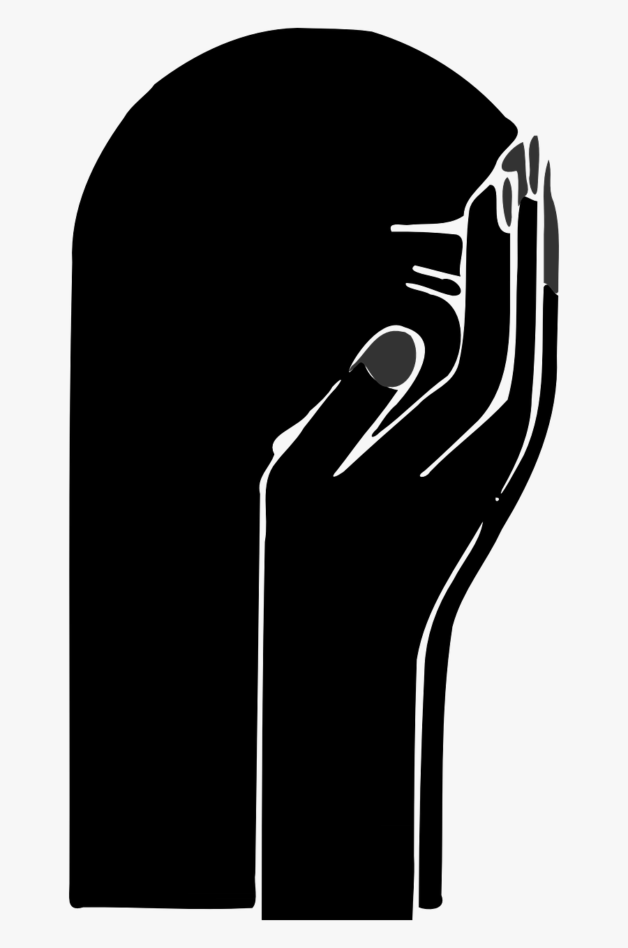 Weeping Silhouette Hands Free Picture - Hands On Face Silhouette, Transparent Clipart