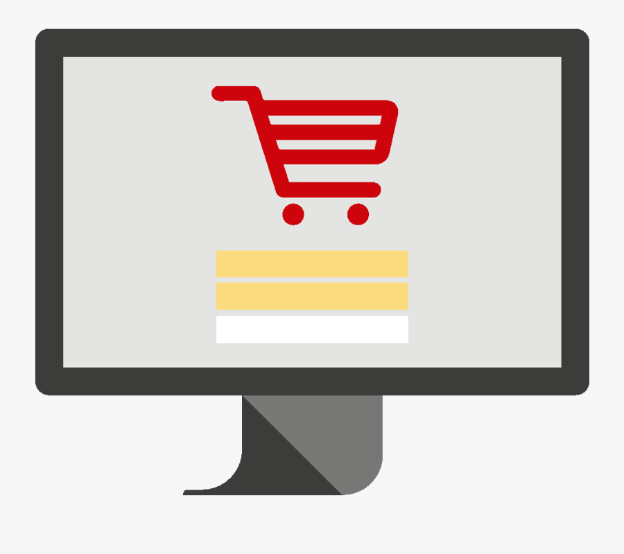 Shopping Cart On Computer Screen - Sign, Transparent Clipart