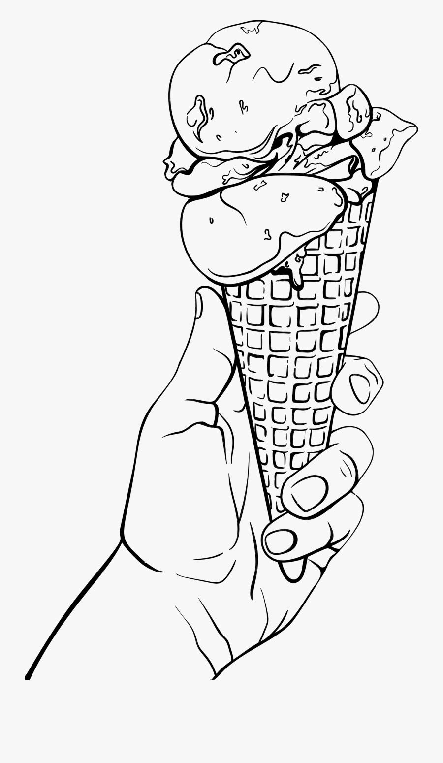 Ice Clipart Line - Person Holding Ice Cream Drawing, Transparent Clipart