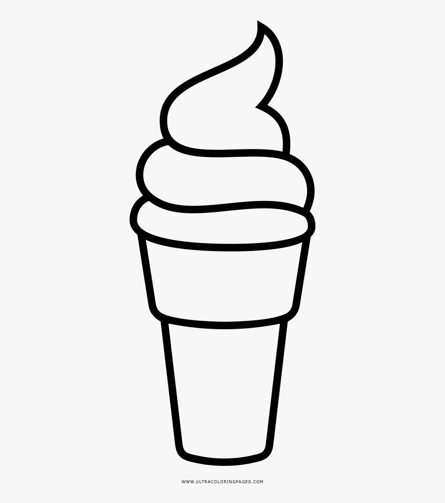 Ice Cream Cone Coloring Page - Ice Cream Transparent Background Clipart Black And, Transparent Clipart