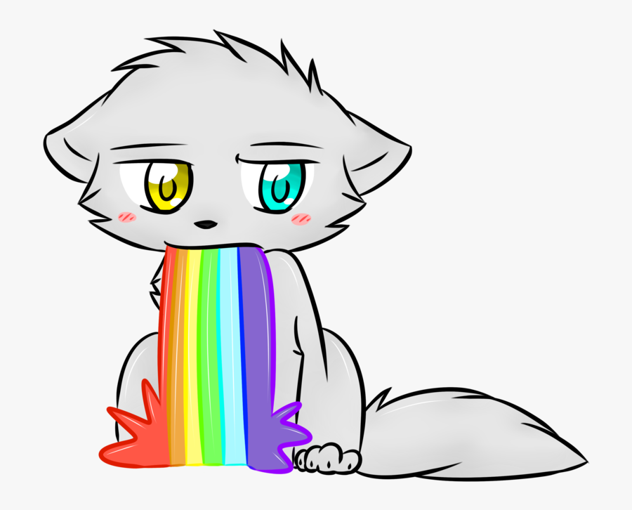 Cat, Neko, And Puke Image - Cat Throwing Up Rainbows, Transparent Clipart