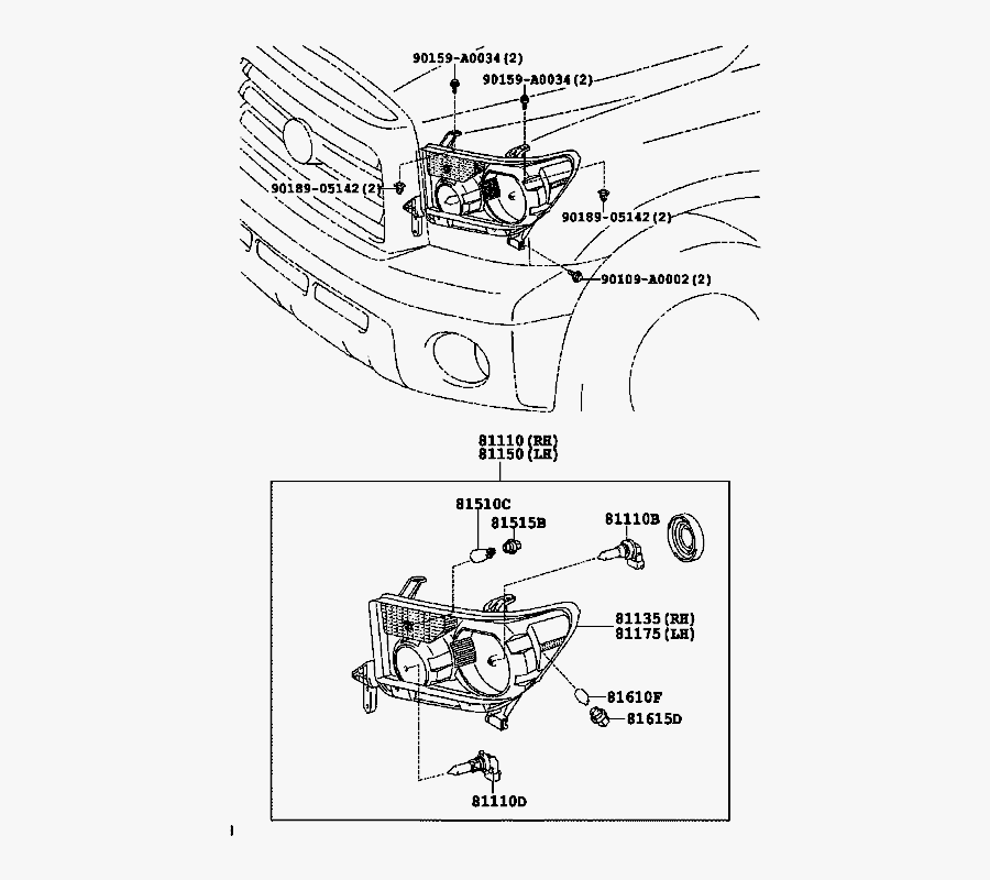 2011 Tundra Headlight Diagram, Transparent Clipart