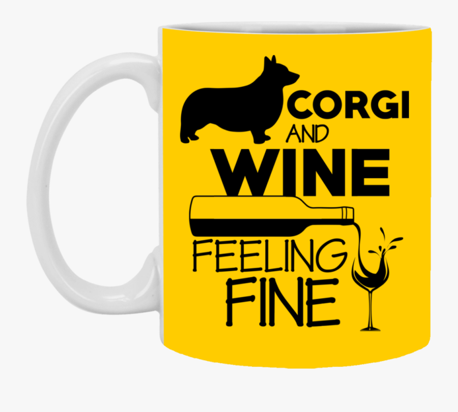 Corgi & Wine Feeling Fine Mugs - Dingo, Transparent Clipart