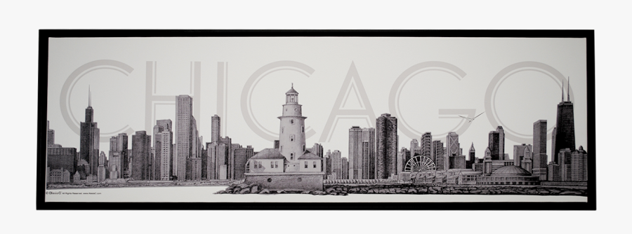 Pier Drawing Skyline Chicago - Skyline, Transparent Clipart