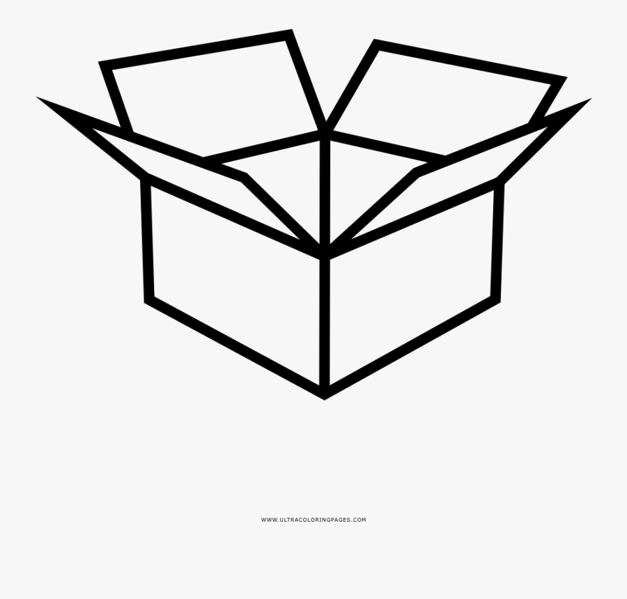 Open Box Coloring Page - Outline Image Of Box, Transparent Clipart