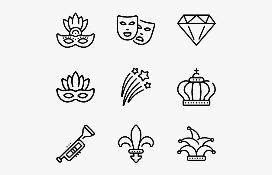 Mardi Gras - Hand Drawn Icon Png, Transparent Clipart
