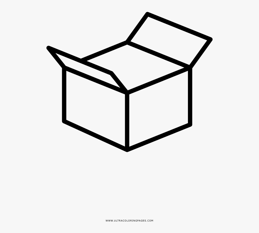Open Box Coloring Page - Box Packing Icon, Transparent Clipart
