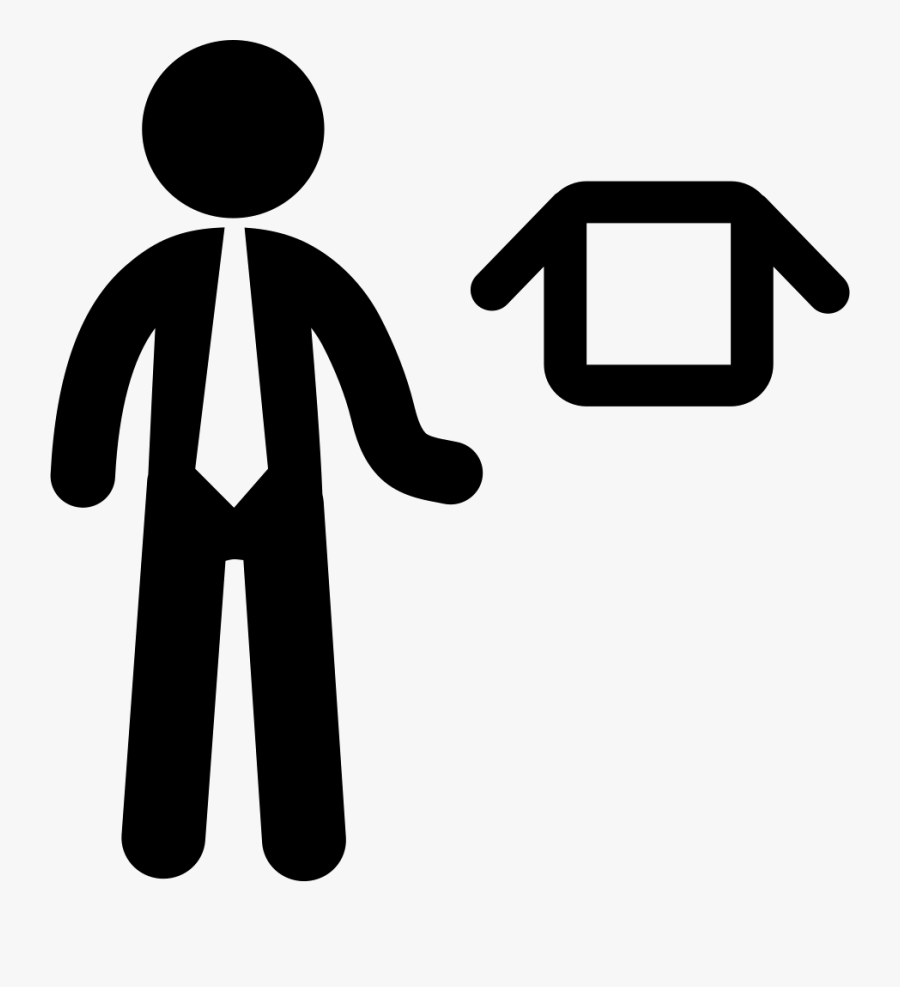 Businessman Standing With An Open Box - Man With Magnifying Glass Icon, Transparent Clipart
