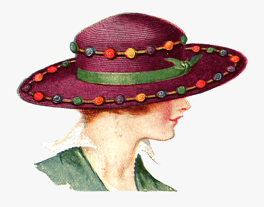 Ladies Fancy Hats Clipart - Vintage Women Hat Art, Transparent Clipart