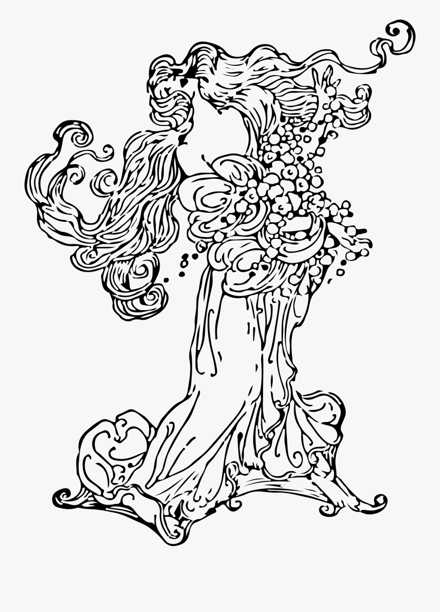 Maid Drawing Black And White - Illustration, Transparent Clipart