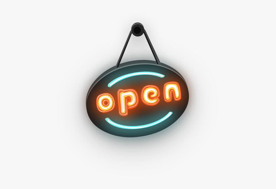 Open, Sign, Signage, Neon, Business, Store, Restaurant - Transparent Background Neon Sign Open, Transparent Clipart