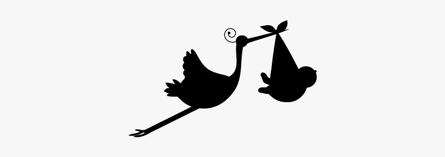 White Stork Child Infant In Memoriam Card - Silhouette Cigogne Bébé, Transparent Clipart