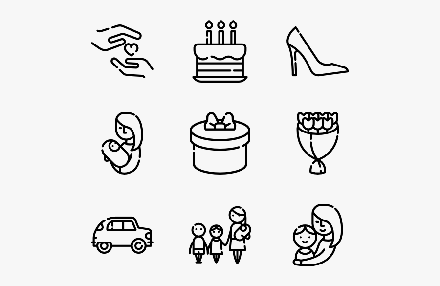 Clip Art Packs Vector Svg - Mothers Day Icons Black And White, Transparent Clipart