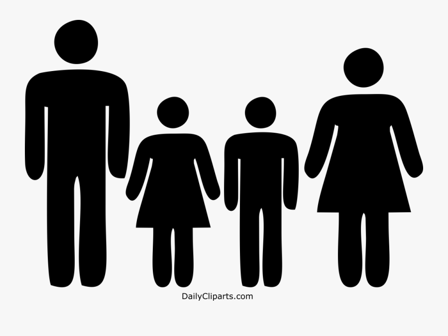 Father Daughter Son Mother Family Black Icon - Man And Woman Icon Png, Transparent Clipart