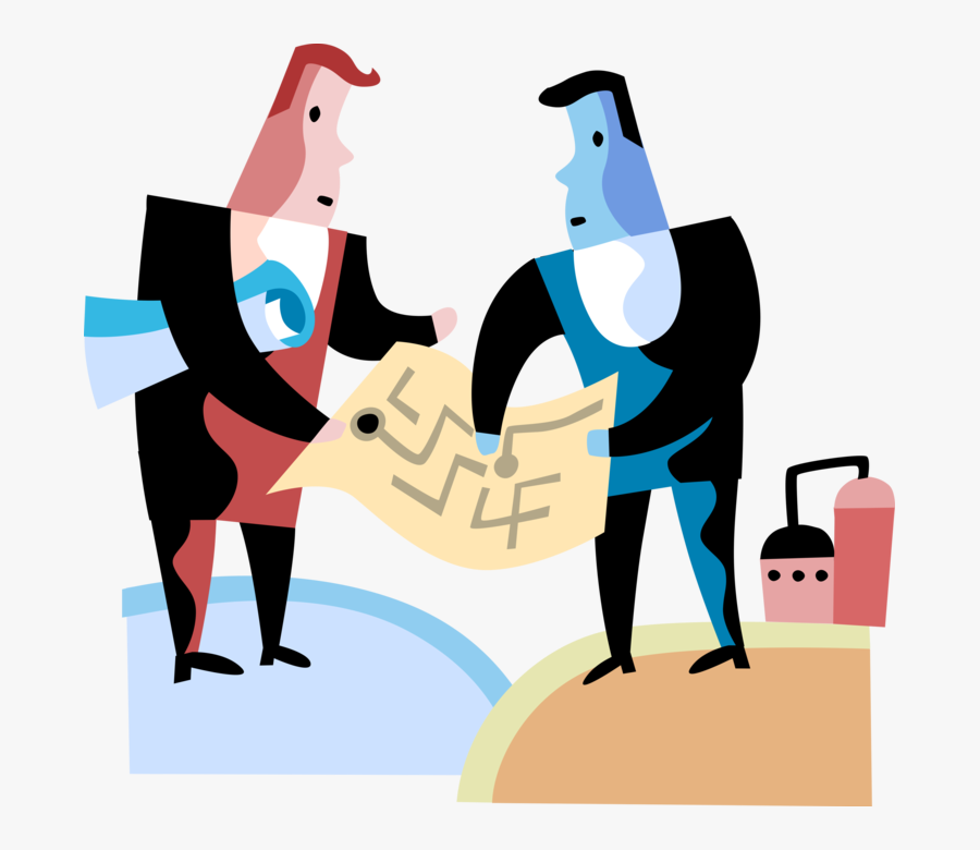 Vector Illustration Of Architect Designer With Blueprint - Illustration, Transparent Clipart