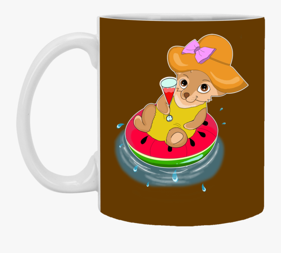 Watermelon Pool Float Beach Pattern Chihuahua Mugs - Cartoon, Transparent Clipart