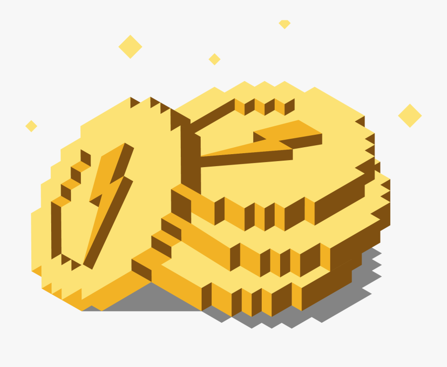Tokens In The Form Of Gold Coins With A Lightning Bolt - Illustration, Transparent Clipart