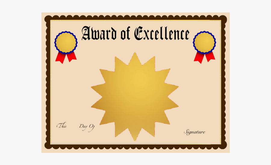 Clip Art Award Templates Free - Award Of Excellence Certificate Template Free, Transparent Clipart
