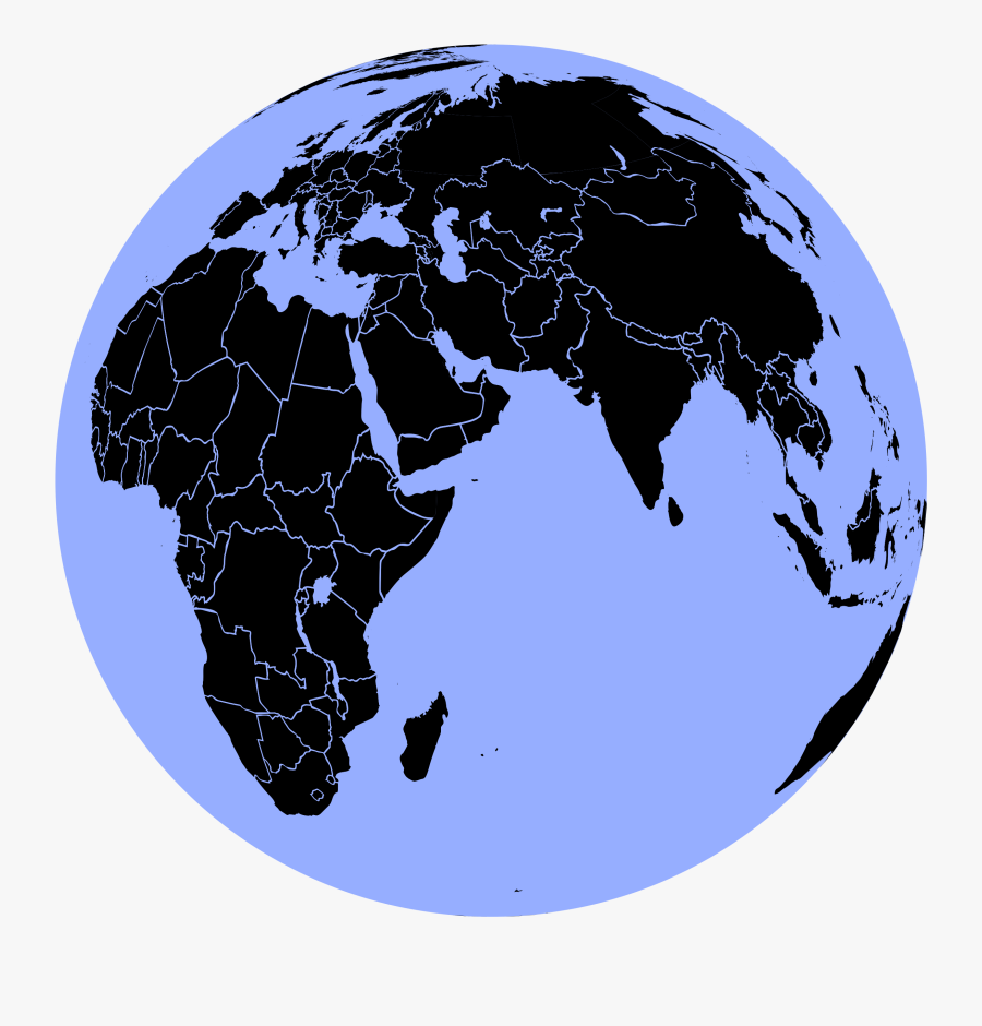 Black And Blue Globe Clip Arts - Cambodia To Australia Map, Transparent Clipart