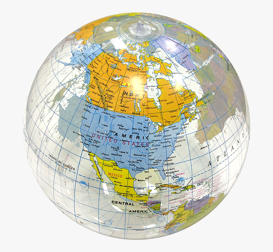 Largest Selection Of Beach Balls - Transparent World Globe Map, Transparent Clipart