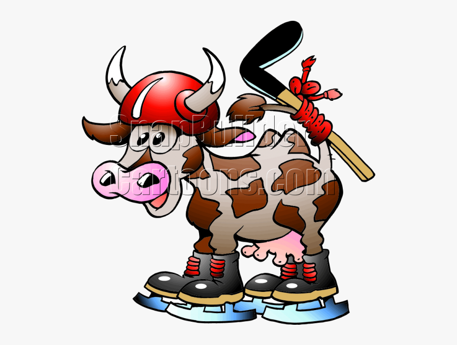 Cow Hockey Player - Tattoo Comic Style Vorlagen, Transparent Clipart
