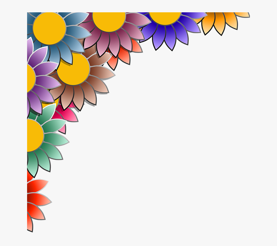 Frame, Flower, Colorful, Background, Border, Petals - Background Image In Png, Transparent Clipart
