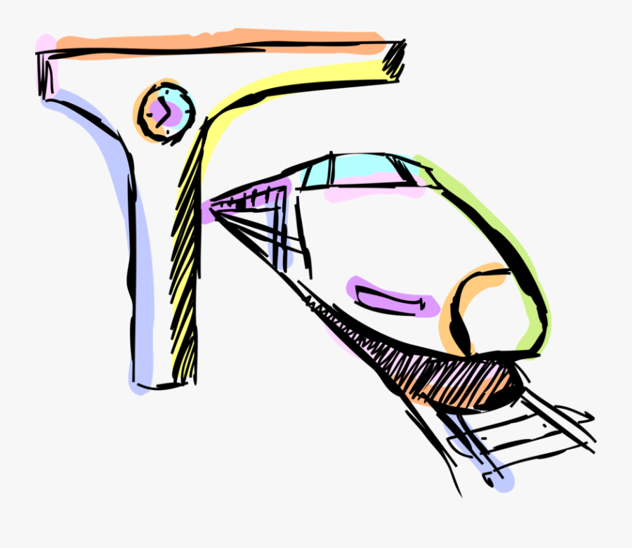 Vector Trains Railway Station, Transparent Clipart