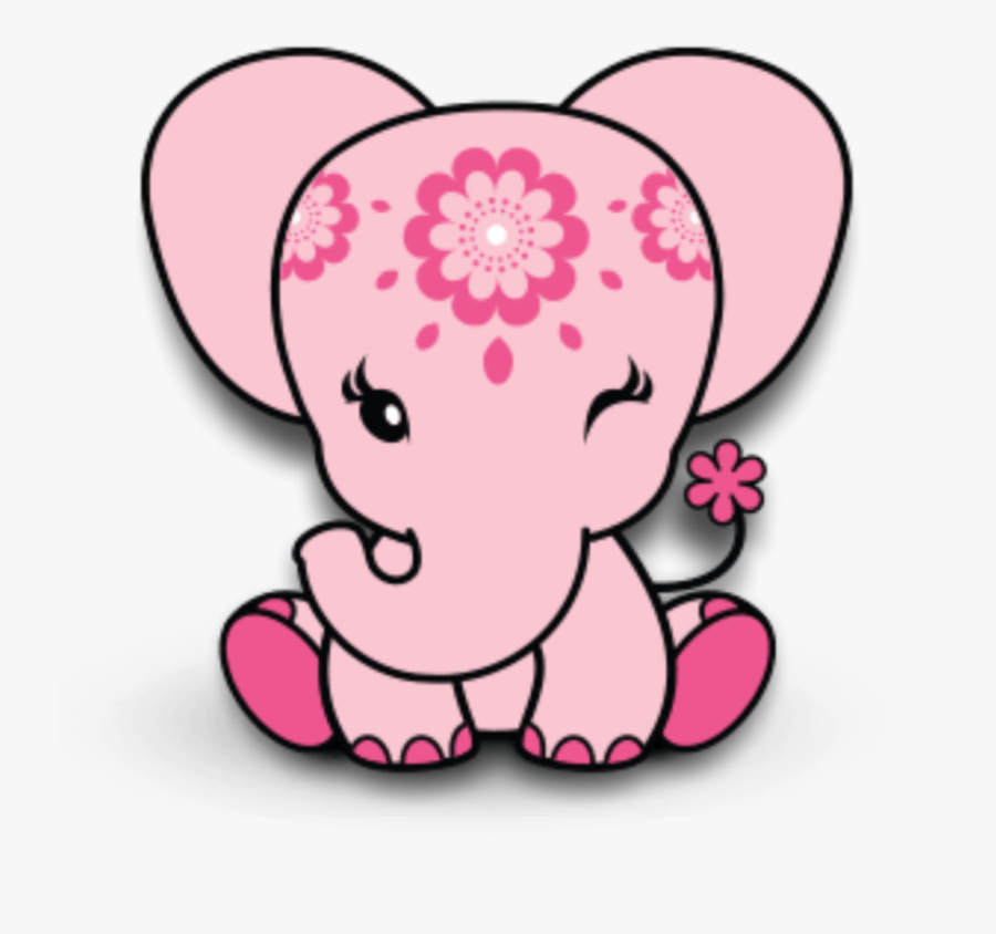 Pink Elephant Animals Babyshower Baby Decoration Scrapb - Pink Elephant Baby Shower Png, Transparent Clipart