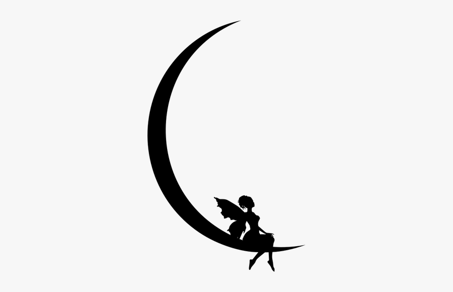 Fairy Resting On Moon - Crescent Moon And Fairy, Transparent Clipart
